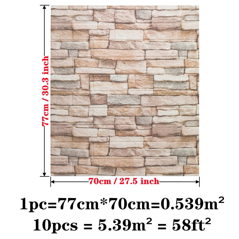 Transform Your Walls with 10-Piece Waterproof Brick Wallpaper
