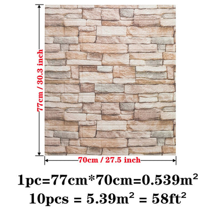 Transform Your Walls with 10-Piece Waterproof Brick Wallpaper