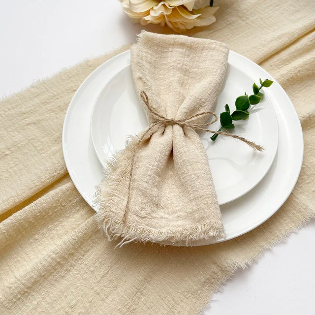 Set of 10 Elegant Reusable Cotton Napkins - Vintage Style