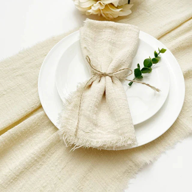 Set of 10 Elegant Reusable Cotton Napkins - Vintage Style