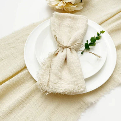 Set of 10 Elegant Reusable Cotton Napkins - Vintage Style