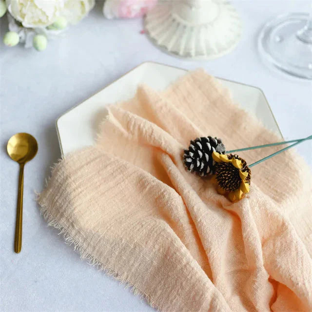 Set of 10 Elegant Reusable Cotton Napkins - Vintage Style