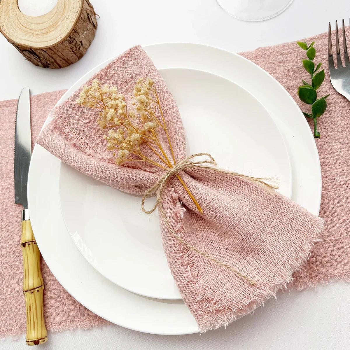 Set of 10 Elegant Reusable Cotton Napkins - Vintage Style
