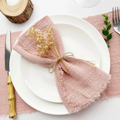 Set of 10 Elegant Reusable Cotton Napkins - Vintage Style