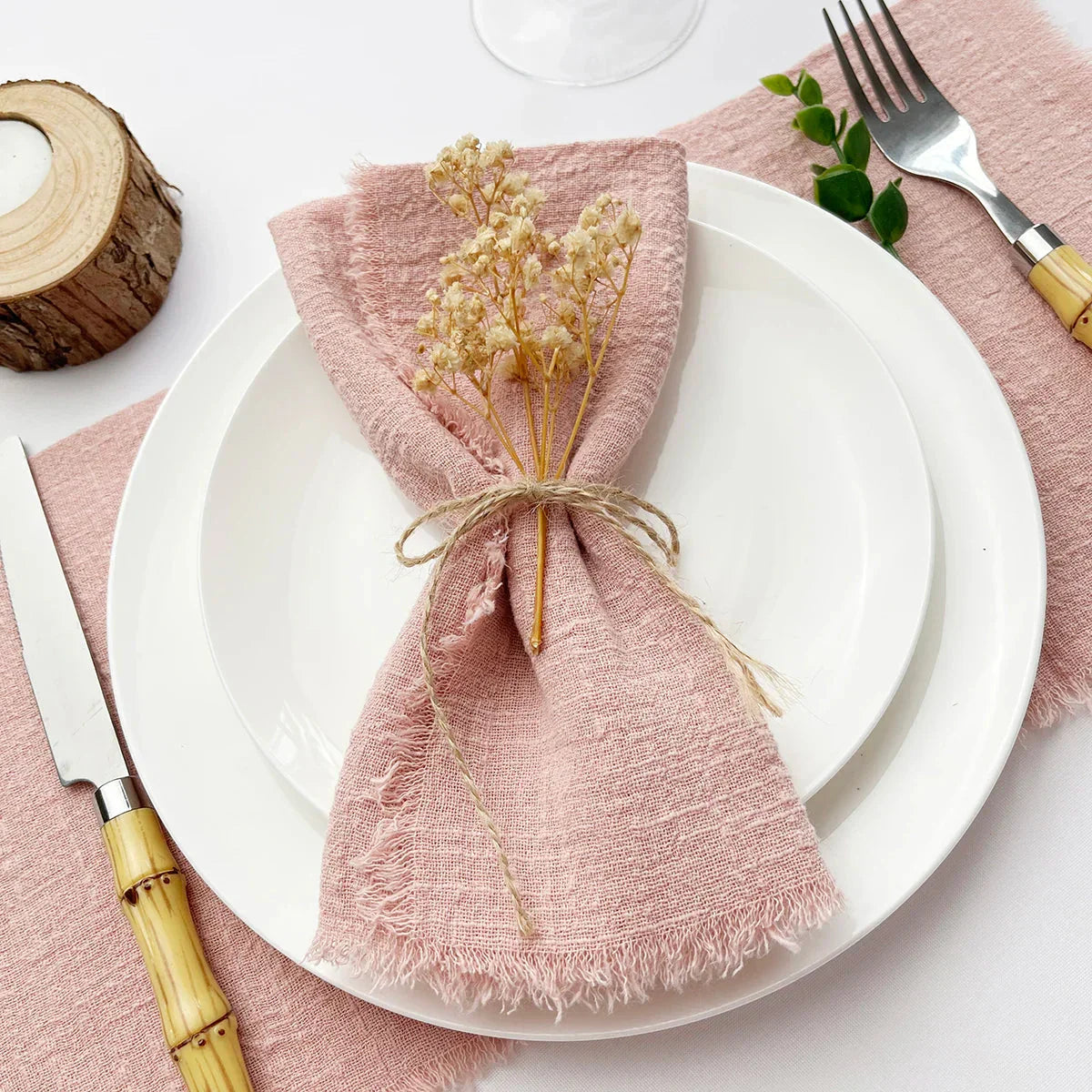 Set of 10 Elegant Reusable Cotton Napkins - Vintage Style