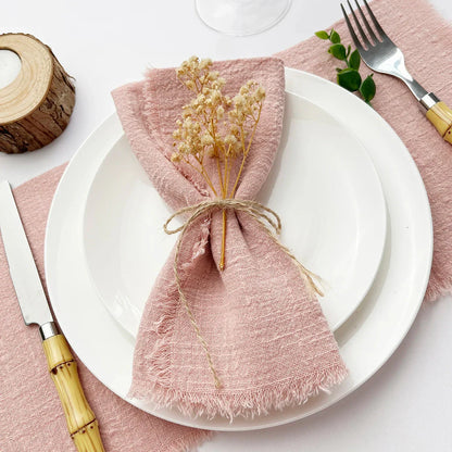 Set of 10 Elegant Reusable Cotton Napkins - Vintage Style