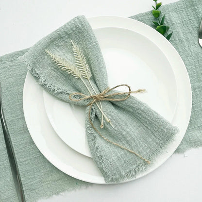 Set of 10 Elegant Reusable Cotton Napkins - Vintage Style