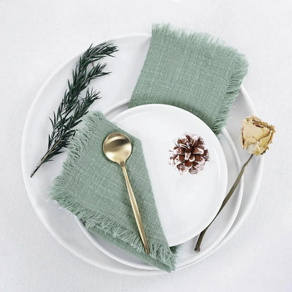 Set of 10 Elegant Reusable Cotton Napkins - Vintage Style