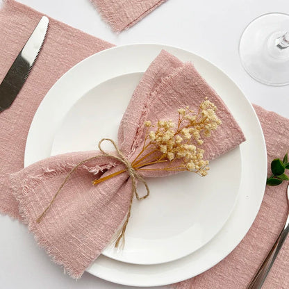 Set of 10 Elegant Reusable Cotton Napkins - Vintage Style