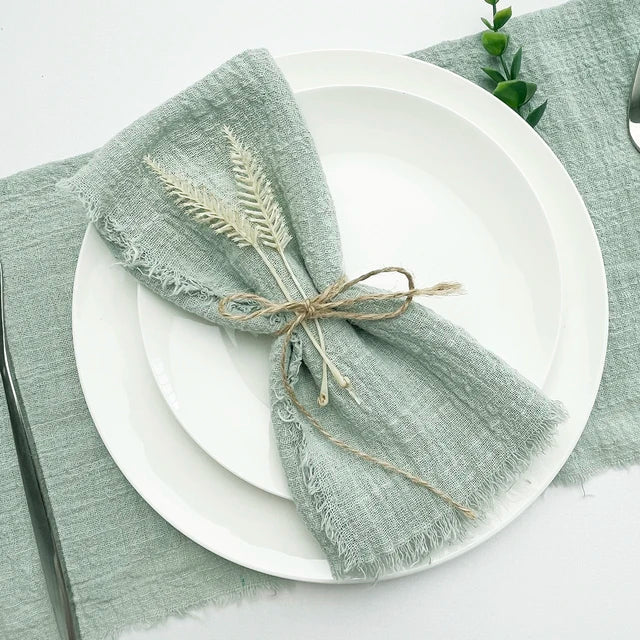 Set of 10 Elegant Reusable Cotton Napkins - Vintage Style