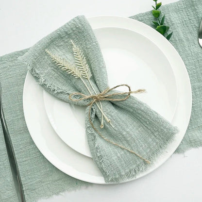 Set of 10 Elegant Reusable Cotton Napkins - Vintage Style