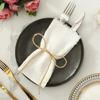 Set of 10 Elegant Reusable Cotton Napkins - Vintage Style