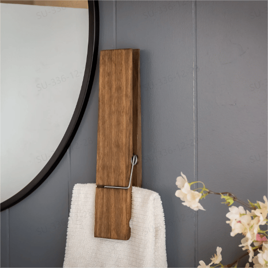 Rustic Charm Towel Holder with Clothespin Design