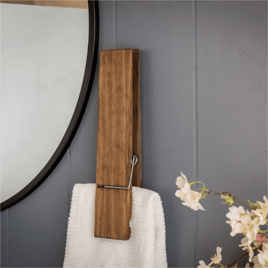 Rustic Charm Towel Holder with Clothespin Design