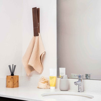 Rustic Charm Towel Holder with Clothespin Design