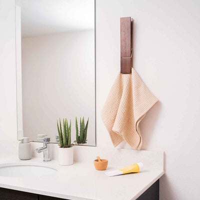 Rustic Charm Towel Holder with Clothespin Design