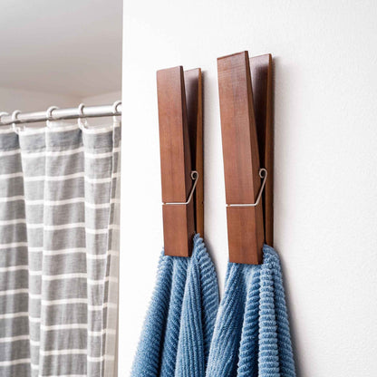 Rustic Charm Towel Holder with Clothespin Design