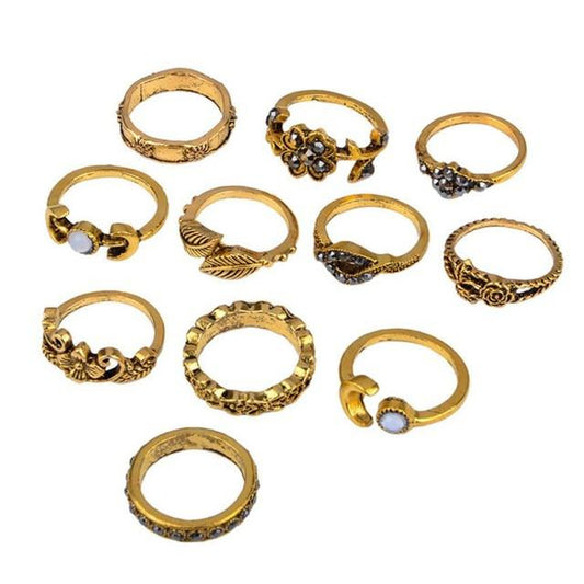 Charming 11-Piece Stackable Above Knuckle Ring Set