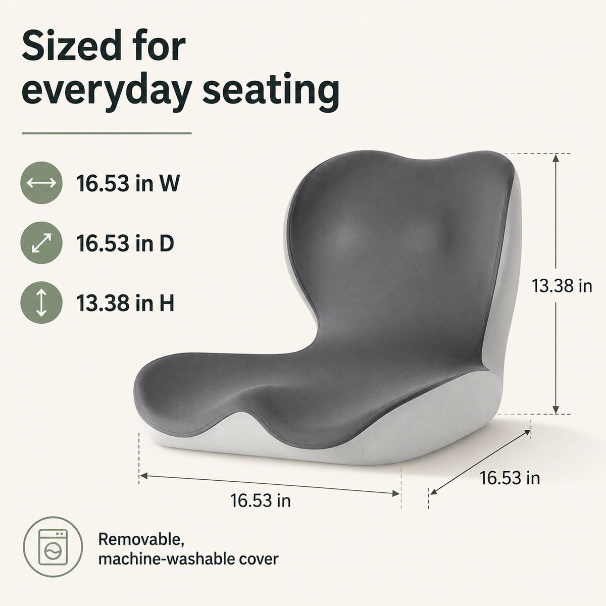 Memory Foam Seat Cushion with Back Support - L-Shaped, Washable Cover for Home, Office, and Car Chairs
