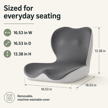 Memory Foam Seat Cushion with Back Support - L-Shaped, Washable Cover for Home, Office, and Car Chairs