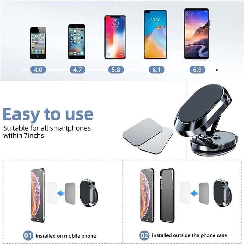 Magnetic Phone Holder – Foldable & 360° Rotatable | Strong Magnet Power | Buy 1 Get 1 Free