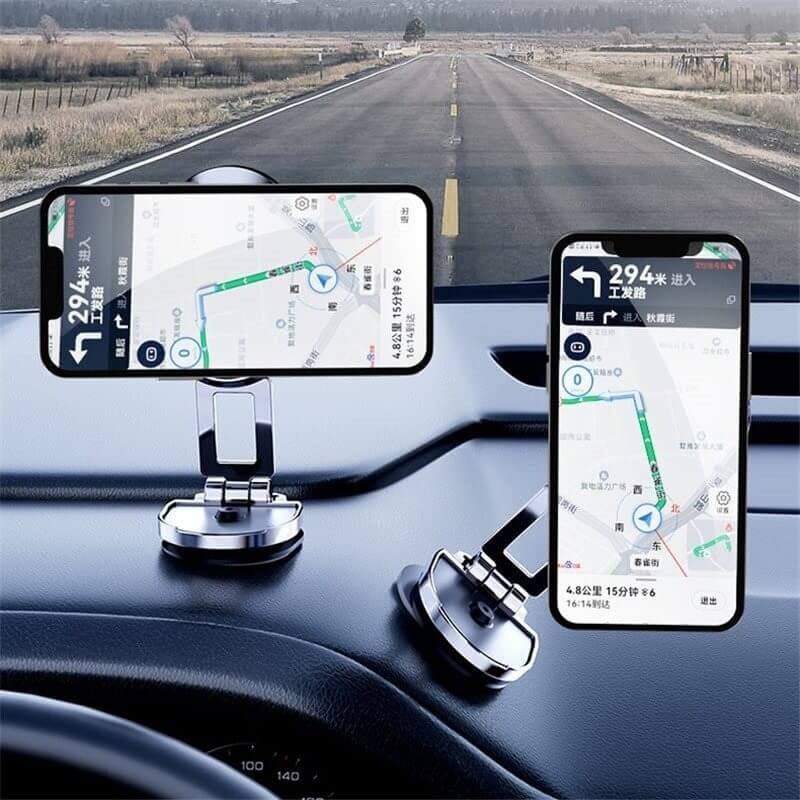 Aluminum Car Phone Mount, Foldable with 360° Rotation & Strong Hold, Set of 2