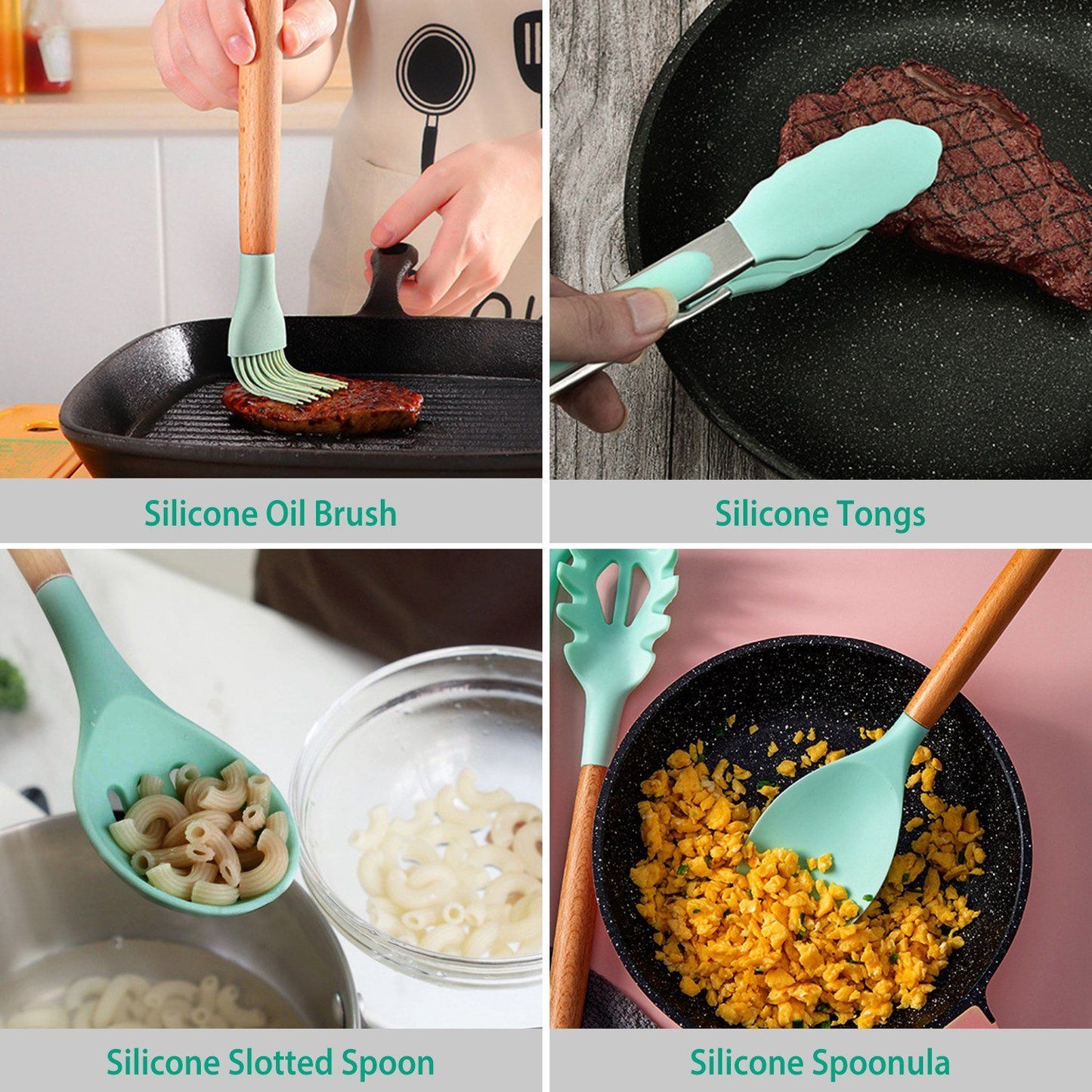 Heat Resistant Silicone Utensils Set - 11 Kitchen Tools