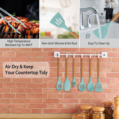Heat Resistant Silicone Utensils Set - 11 Kitchen Tools