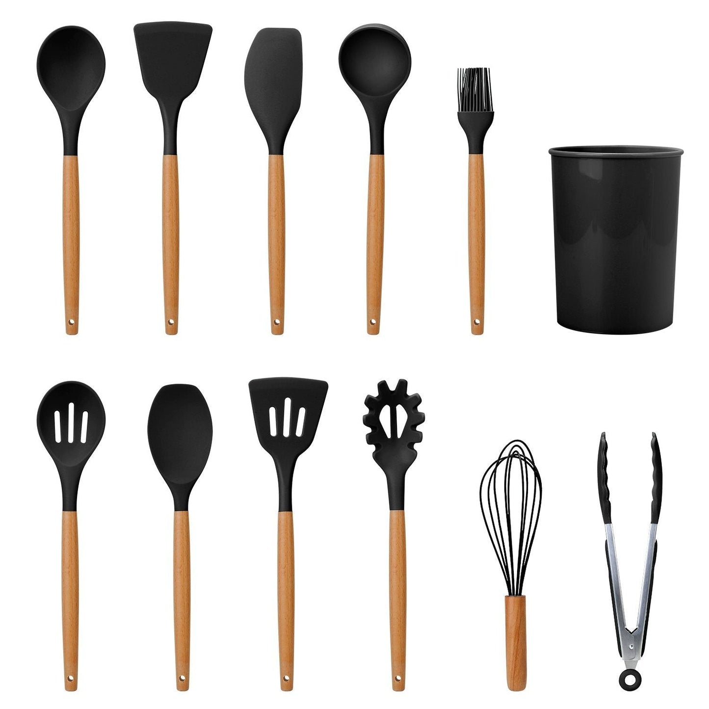 Heat Resistant Silicone Utensils Set - 11 Kitchen Tools
