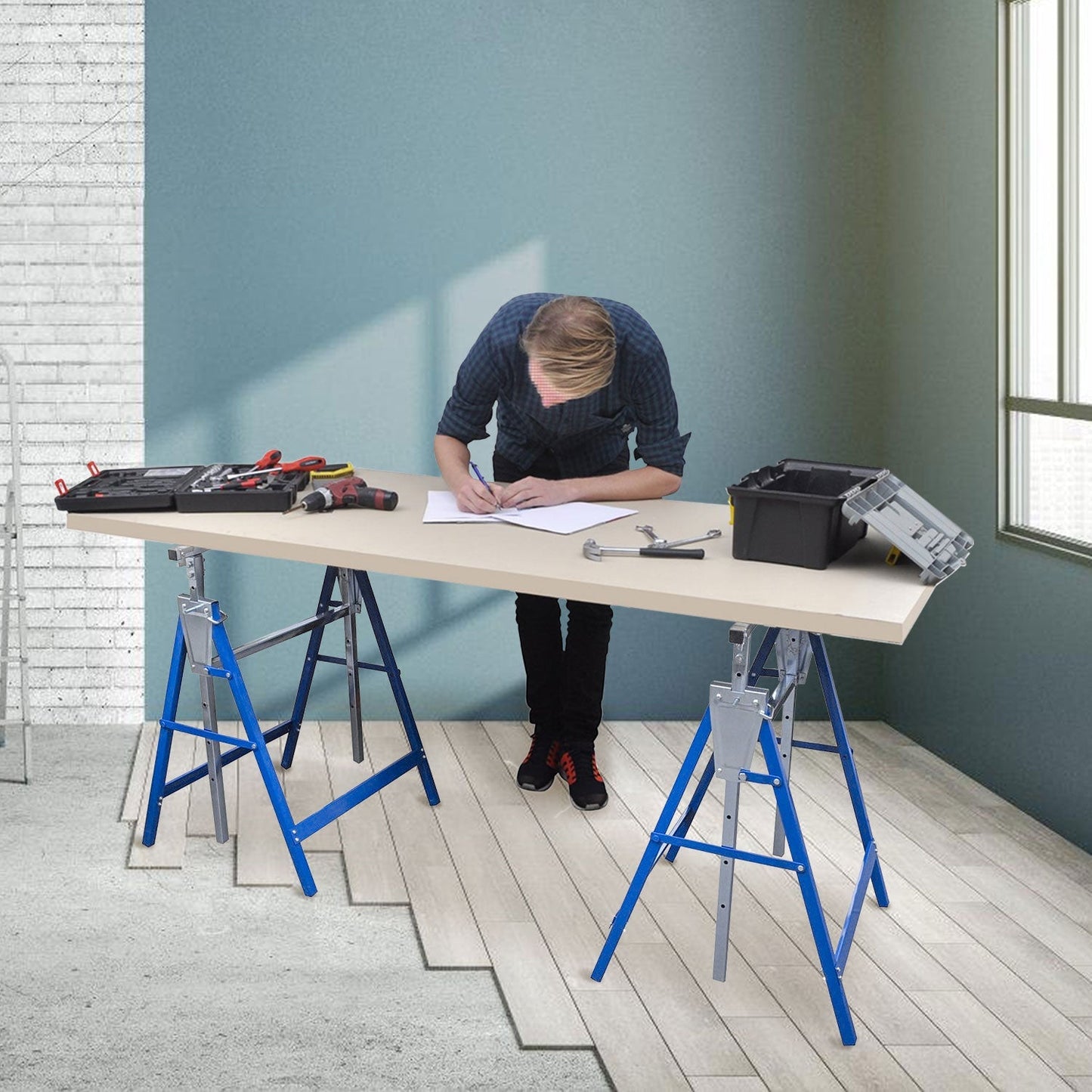 Adjustable Folding Scaffold Stands – Set of 2