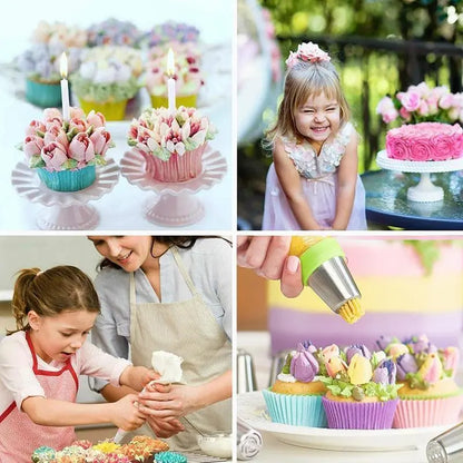 14-Piece Piping Nozzle Set for Cake Decorating | Stainless Steel & Silicone