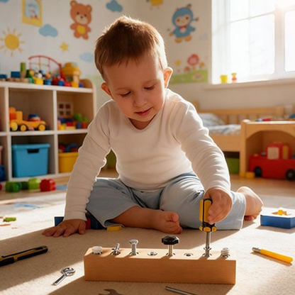 Wooden Montessori Toy Set – Board with Screws and Screwdriver for Fine Motor Skills Development - 50% Off!