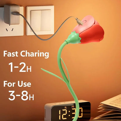 Rechargeable LED Rose Lamp – Flexible & Dimmable Night Light with 3 Colors