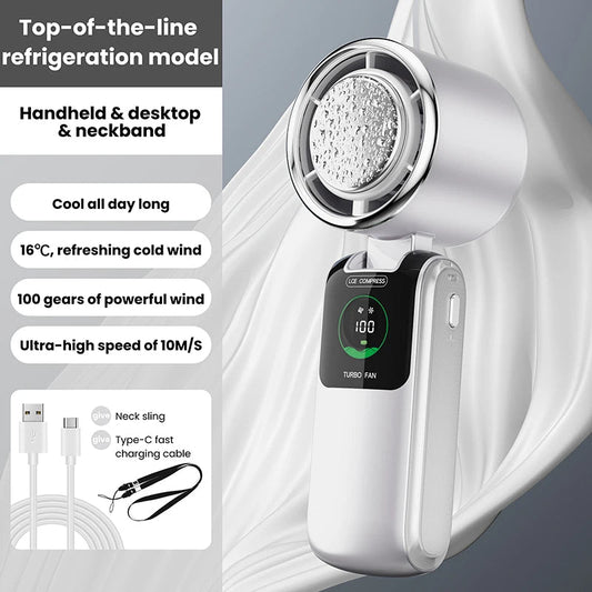 Portable Mini Hand Fan with Cooling Pack | 100 Speed Settings | 10W Turbo Power
