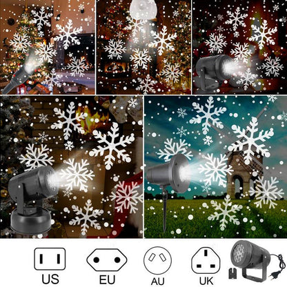 Snowflake Light Projector for Christmas – Waterproof LED Outdoor Lamp with 16 Designs