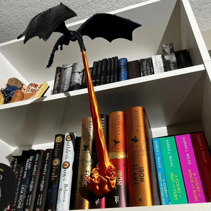 Mystic Dragon Fire Shelf Art – Enchanting Book Decor