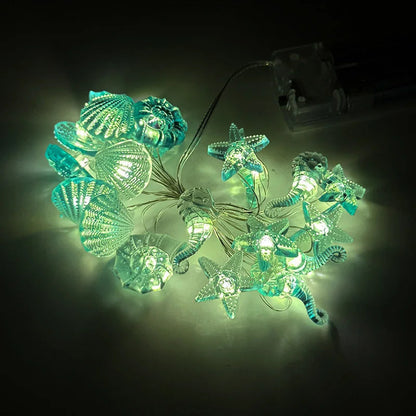 2m LED String Lights with Nautical Designs | 20 Lights | Sea Stars, Shells & Sea Creatures | Battery Operated Decoration for Kids’ Rooms, Birthdays & Weddings