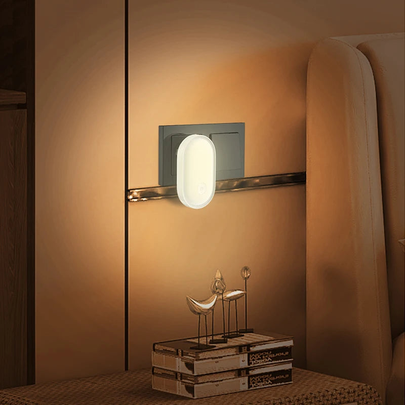Dimmable Plug-in LED Night Light with Light Sensor - Energy Efficient Nordic Design for Bedroom and Hallway