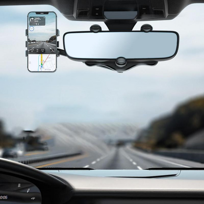 Adjustable Car Mirror Smartphone Mount | Fits Devices Up to 6.5 Inches | Conveniently Collapsible Design
