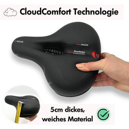 CloudComfort Pro Bike Seat | Pressure-Relieving Memory Foam | Black