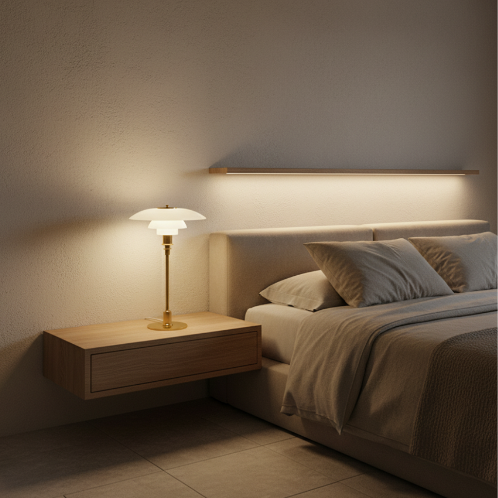Minimalist Glass Shade Table Lamp for Scandinavian Style Bedroom