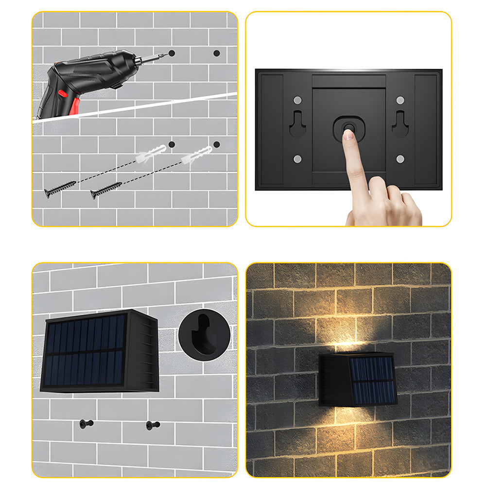 Waterproof Solar LED Wall Lights for Outdoor Use - IP65 Rated