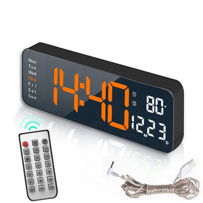 Contemporary LED Wall Clock with Digital Display
