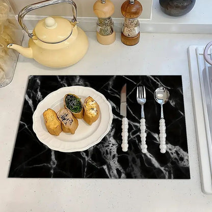 Elegant Marble Design Drying Mat for Effortless Cleanup