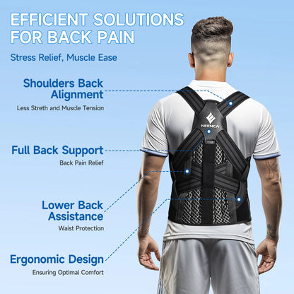 Adjustable Back Support Brace for Spine Alignment, Posture Correction & Pain Relief