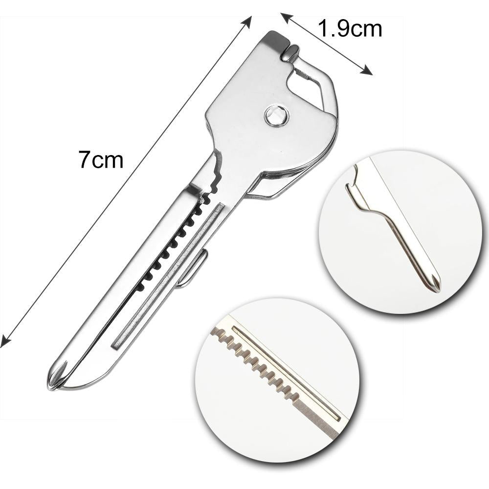 Compact 6-in-1 Keychain Multitool with Bottle Opener - Stainless Steel