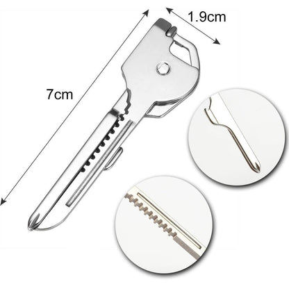 Compact 6-in-1 Keychain Multitool with Bottle Opener - Stainless Steel