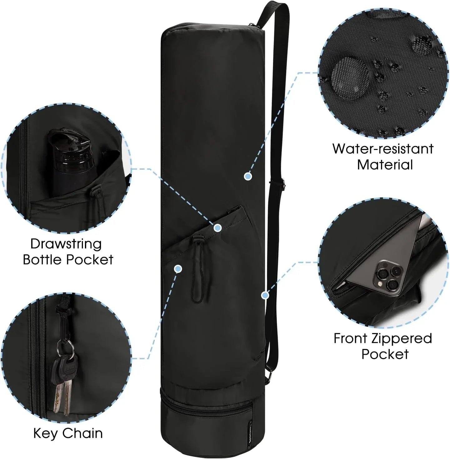 Stylish Yoga Mat Bag with Water Bottle Compartment