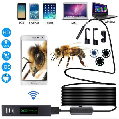 Versatile Inspection Camera for Smartphone & PC | 7mm Probe, Waterproof IP67 | 6 Adjustable LEDs | 720p HD | Cable Lengths 1m - 10m