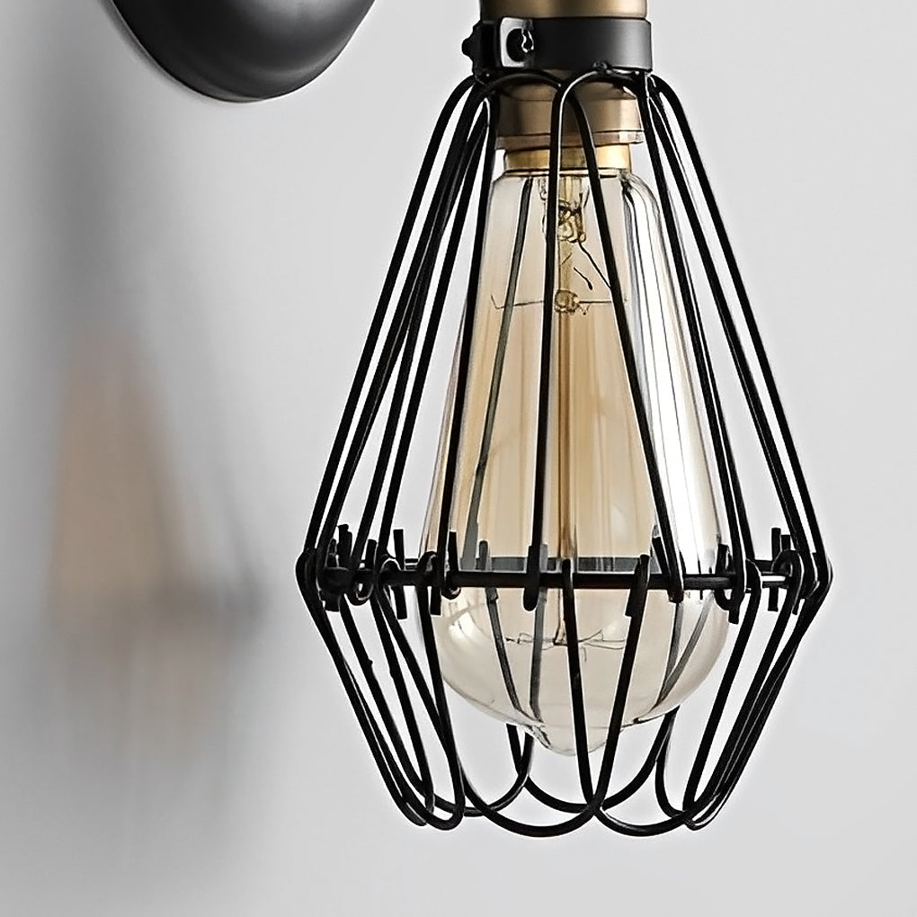 Industrial-Style Wall Light Fixture with Adjustable Iron Design